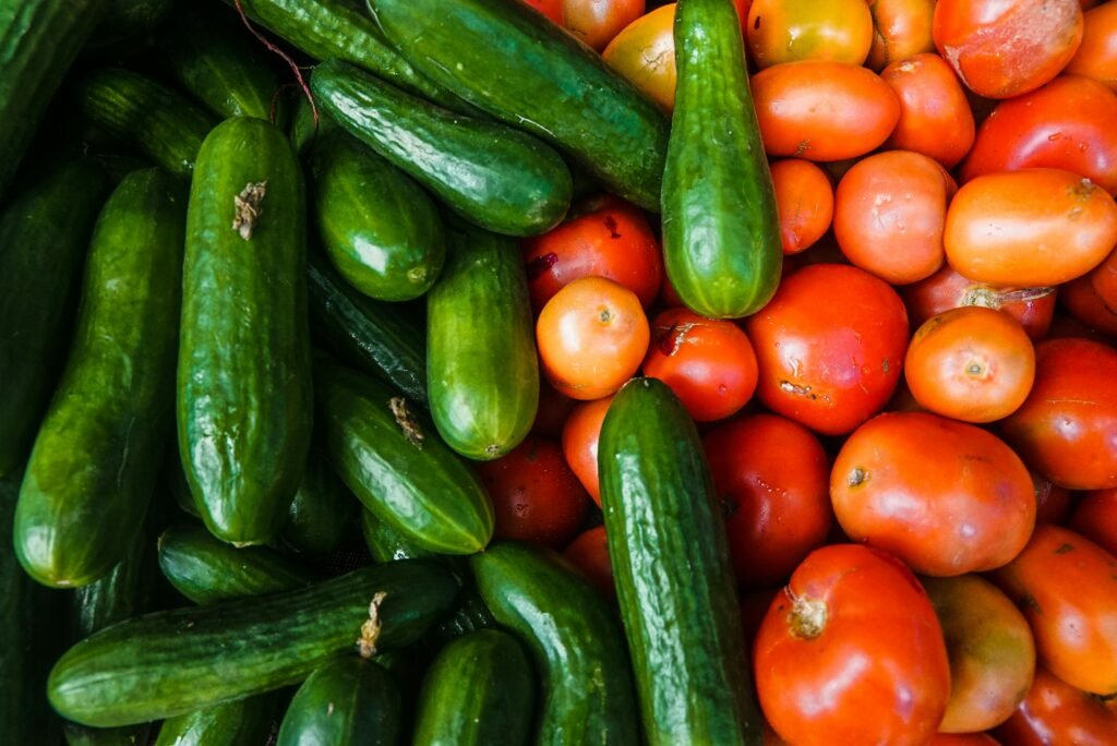 Fresh organic foods like vegetables and fruits